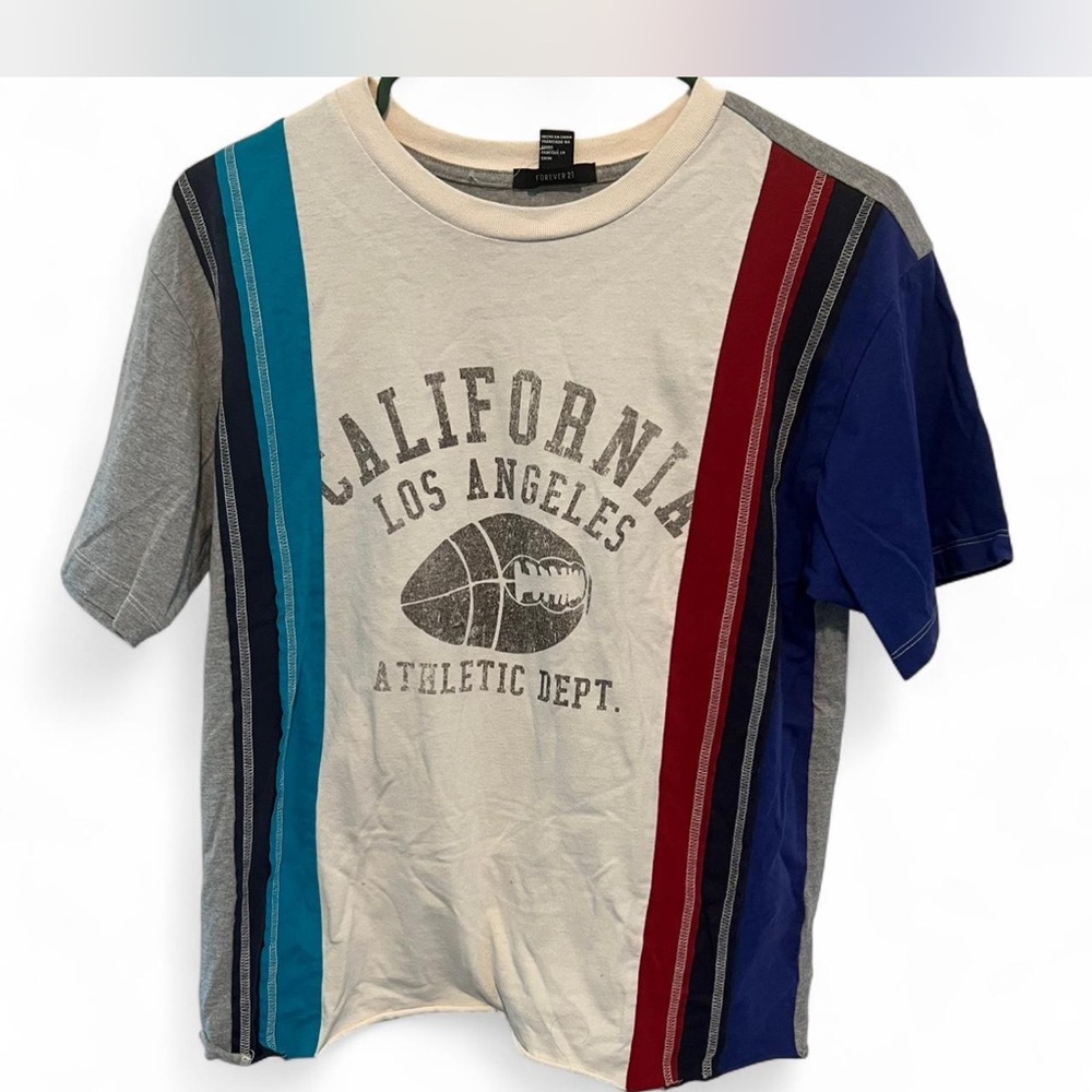 Forever 21 multi-coloured striped football tee